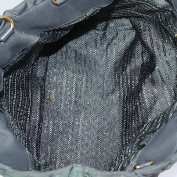 PRADA Hand Bag Nylon 2way Khaki Gold Auth - Picture 8 of 16